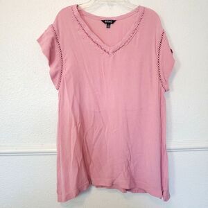 Buffalo By David Bitton V Neck Blouse Cut Out Eyelet Wide Sleeve Womens Size L